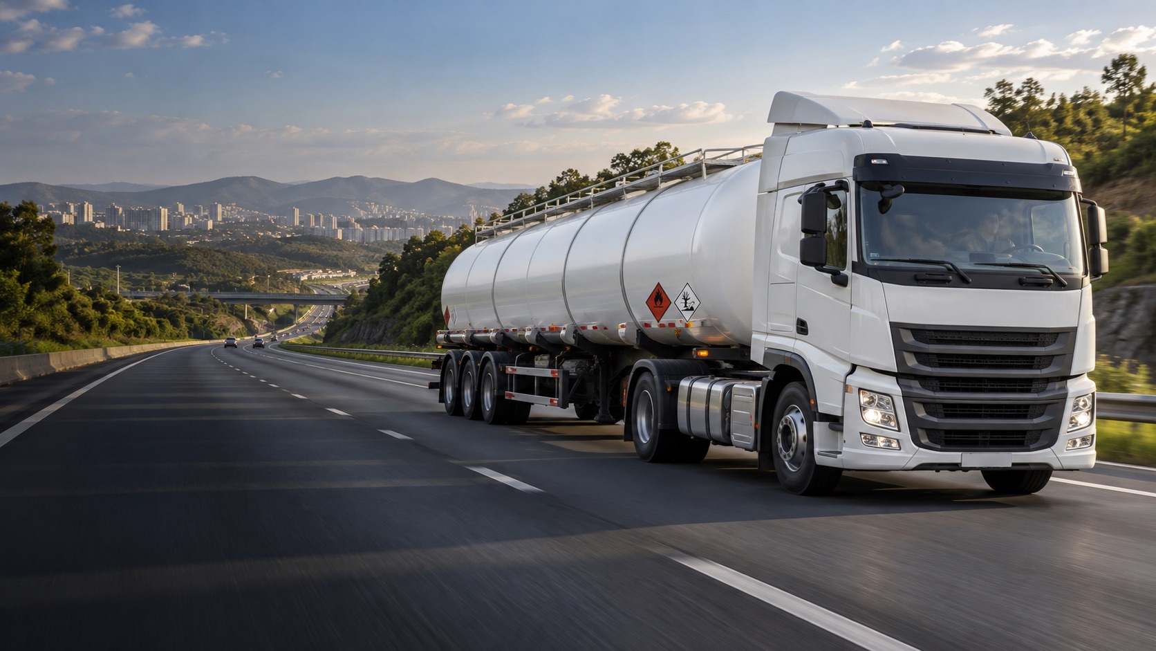 Imagem ilustrativa de caminhão-tanque transportando carga perigosa em rodovia brasileira