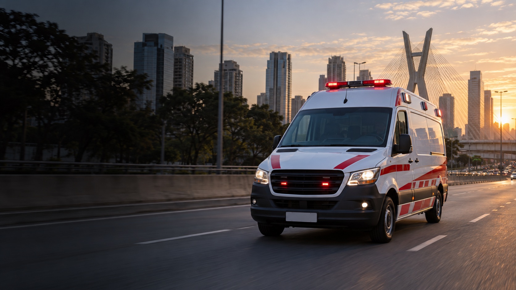 Imagem ilustrativa de ambulância em via urbana de São Paulo